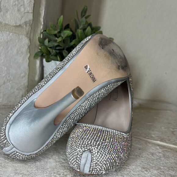 De Blossom collection Robin silver satin sparkling heels sz 7.5 - Picture 7 of 8